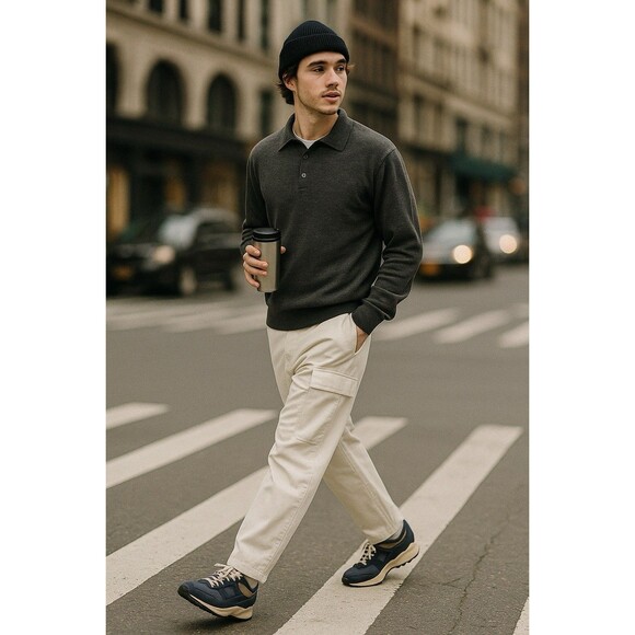 Marks & Spencer Men’s Lightweight Sweater Medium Grey Pullover Lambswool Wool - Picture 1 of 11